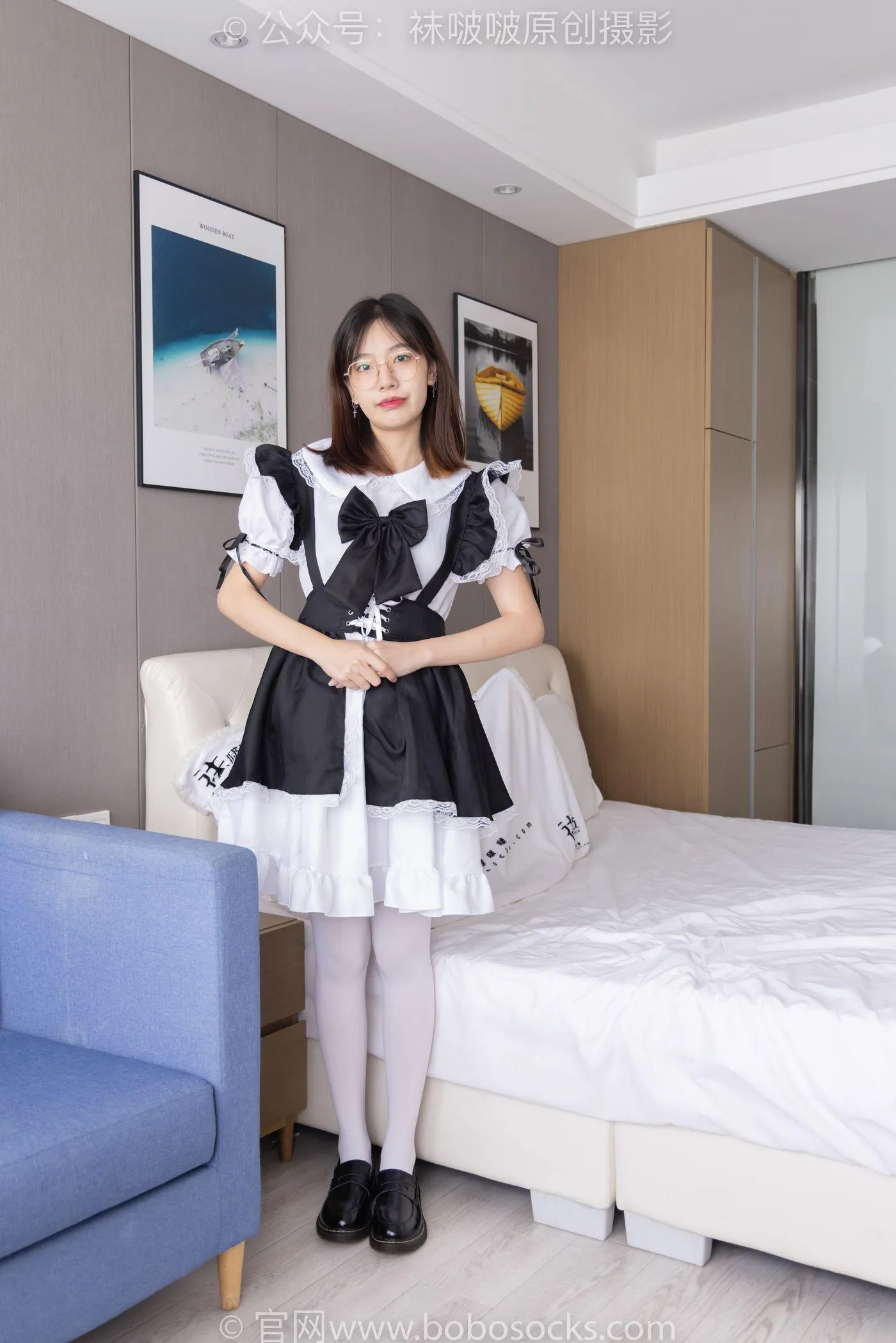 [BoBoSocks袜啵啵]NO.195 小甜豆-黑皮鞋、厚白丝、女仆装 [135P]插图2